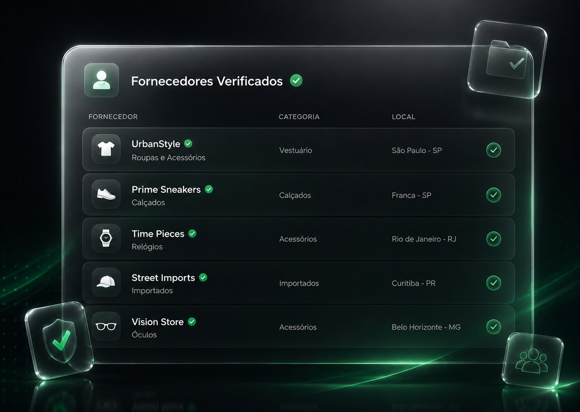Prévia da lista completa de fornecedores